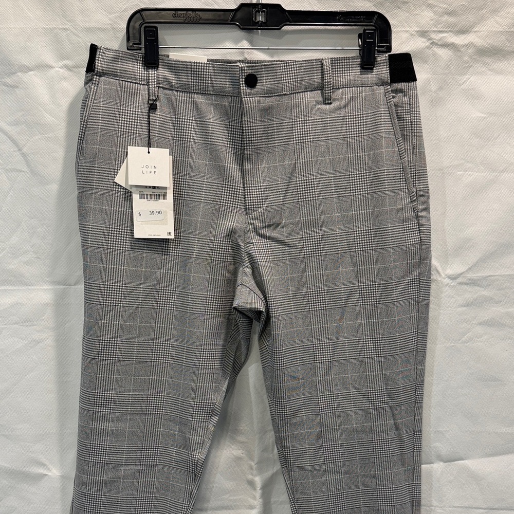 NWT Zara Driver Pants Black Grey Plaid Chinos L